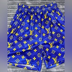 Asylum Men’s Blue & Yellow Satin Mesh Shorts - MEDIUM - BRAND NEW